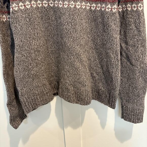Abercrombie & Fitch Sweater Mens Medium Gray Fair Isle Crewneck Nordic Knit - Picture 4 of 11